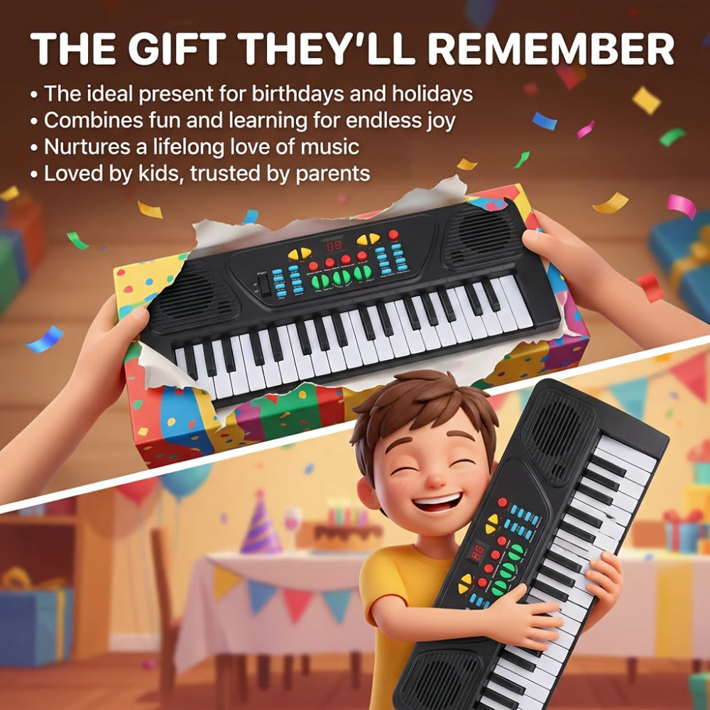 37-Key Electronic Piano Kit with Integrated Microphone | USB Operated | Keyboard Suitable for Young Learners | Sing-Along & Music Education | Family Fun for Parents And Children | Perfect Musical Present for Birthdays And Celebrations