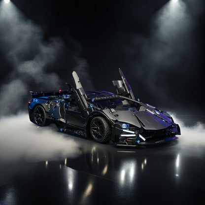 Black Supercar Building Blocks Set 1288 Pcs Limited Edition – Openable Hood & Trunk Functional Headlights Realistic Engine, Advanced Assembly Model Kit for Adults & Teens, Birthday Christmas Gift