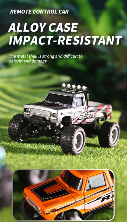 Mini RC Car 1:64 Scale Alloy Remote Control Off-Road Truck with Shock Absorbers – Boys Gift Birthday Christmas Halloween (Dark Gray/Teal/Blue/Mixed)