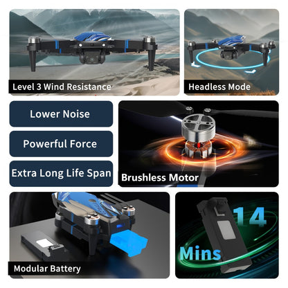 270° Obstacle Avoidance Drone with 2.8" LCD Screen & Dual Cameras – Brushless Motor, Foldable RC Quadcopter for Beginners Adults, Altitude Hold, 3D Flips, Headless Mode, One-Key Takeoff Landing