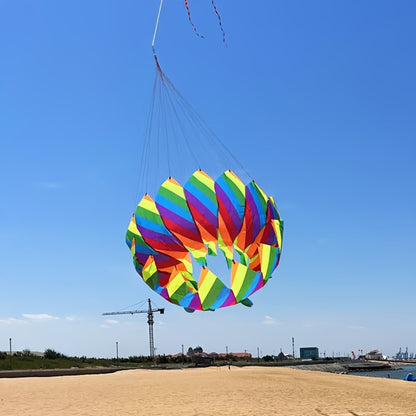Rotating Lotus Tail Kite 3D Flower Basket Iridescent Kite for Kids Adults Outdoor Beach Park Flying Fun Easy to Fly Birthday Gift Boys Girls