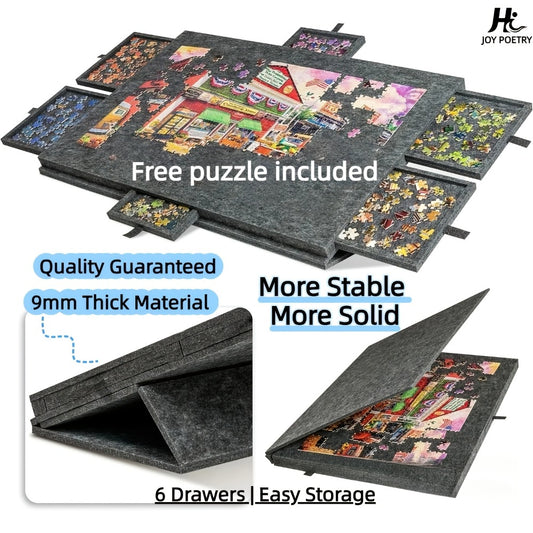 1500/1000pcs Puzzle Board, Puzzle Table Portable for Storage Family Game, Not Easy to Slip Off, with Large Size Puzzle.