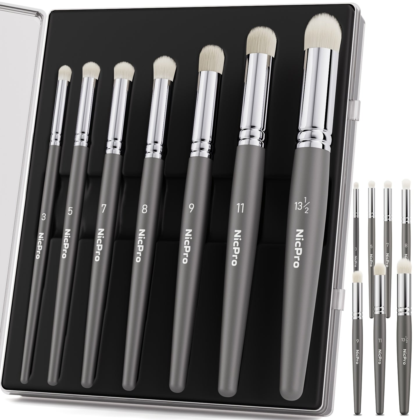 Nicpro Dry Brush Miniature Painting, 7 Sizes Professional Drybrush Set with Storage Case, Hobby Detail Paint Brushes