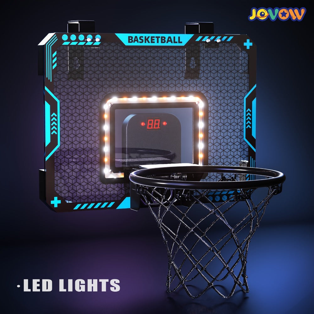 Door Basketball Hoop Set for Kids & Adults – Indoor Outdoor Mini Basketball Stand with LED Lights, Electronic Scoreboard & 4 Basketballs, Perfect Birthday & Christmas Gift for Boys and Girls
