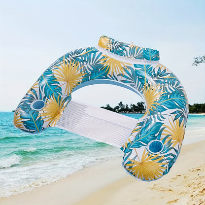 Premium Inflatable Pool Lounge Chair for Adults - Heavy Duty PVC Float with 2 Secure Cup Holders & Ergonomic Support, 2025 Leak-Proof Design, Inflatable Pool Accessorie, Inflatable Pool Toy, Inflatable For Pool, Floatie For Pool