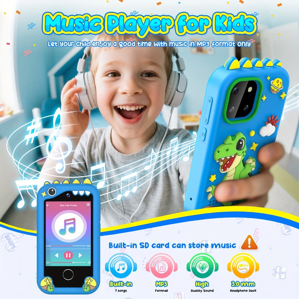 Kids Mobile Toy, Educational Toy with Dual Cameras, Touchscreen, And Stylish Design Portable MP3 Music Player, Games, Alarm Clock USB Rechargeable Christmas & Birthday Gift Kids' Theme Music Player Children's Mobile Phone Toy, Educational Toy