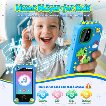 Kids Mobile Toy, Educational Toy with Dual Cameras, Touchscreen, And Stylish Design Portable MP3 Music Player, Games, Alarm Clock USB Rechargeable Christmas & Birthday Gift Kids' Theme Music Player Children's Mobile Phone Toy, Educational Toy