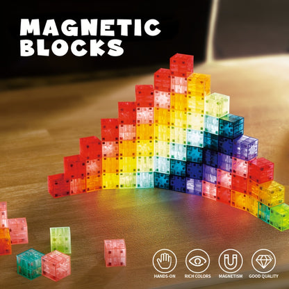 3D Magnetic Cubes 54PCS for Kids – True Three-Dimensional STEM Building Blocks Set, Geometry Magnet Cube Toy for Toddlers Boys & Girls Ages 3 4 5 6, Creative Open-Ended Construction, Birthday Christmas Gift
