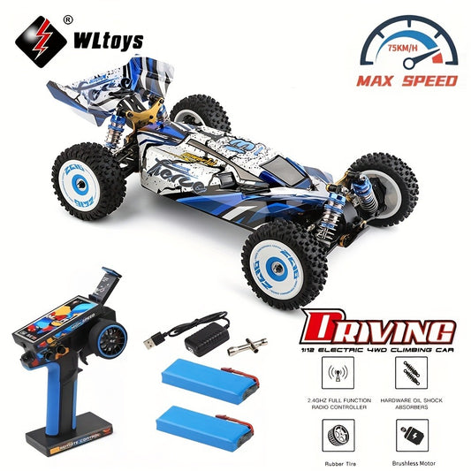 [Remote Control Toys] Wltoys 124017 75KM/H 4WD RC Car Professional Racing Car Brushless Electric High Speed Off-Road Drift Remote Control Toys for Boys With 2 Batteries