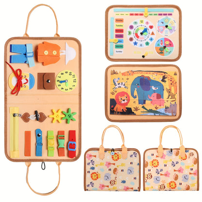 Busy Board for Toddlers - Sensory Toys for Fine Motor Skills - Educational Activities & Travel Toys for Car & Airplane