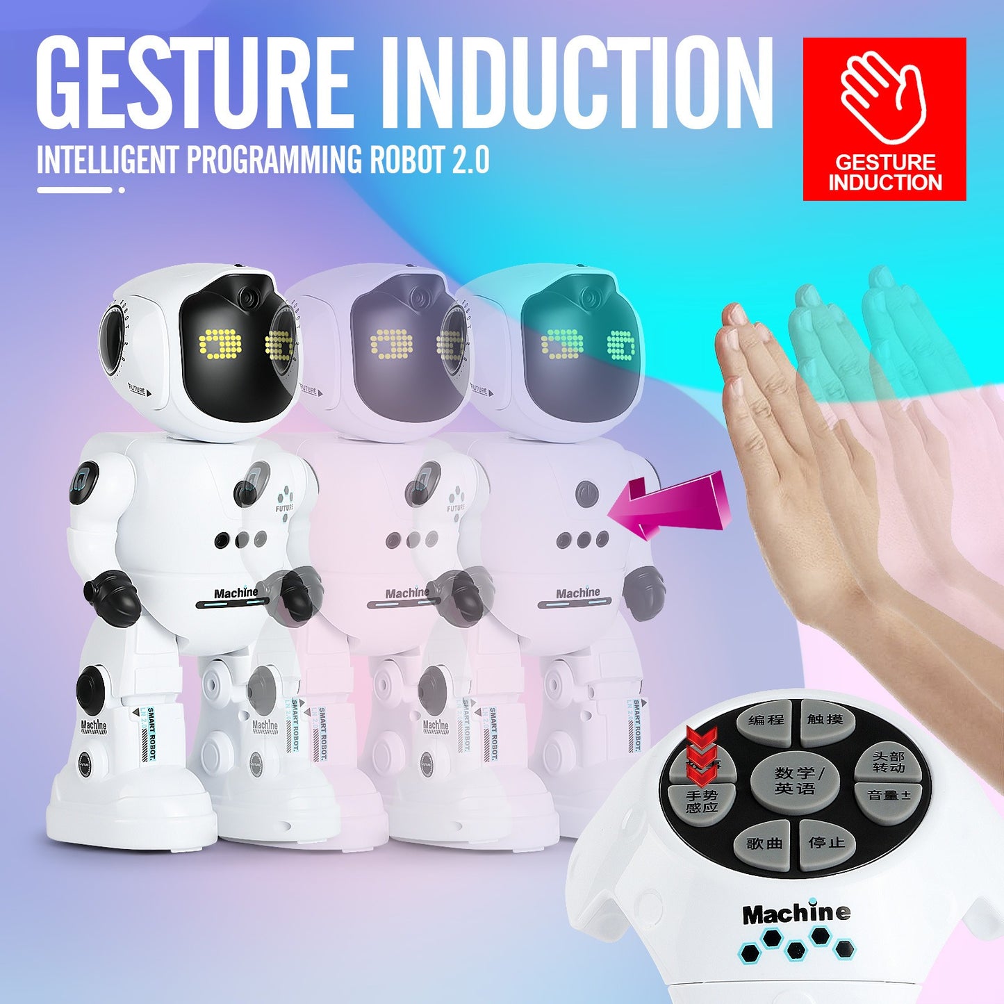Voice Control Robot Remote Control Robo Toys Infrared RC Robots with Gesture Control LED and Voice Interactive Intelligent Warriors as Gift for Kids