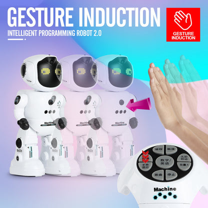 Voice Control Robot Remote Control Robo Toys Infrared RC Robots with Gesture Control LED and Voice Interactive Intelligent Warriors as Gift for Kids