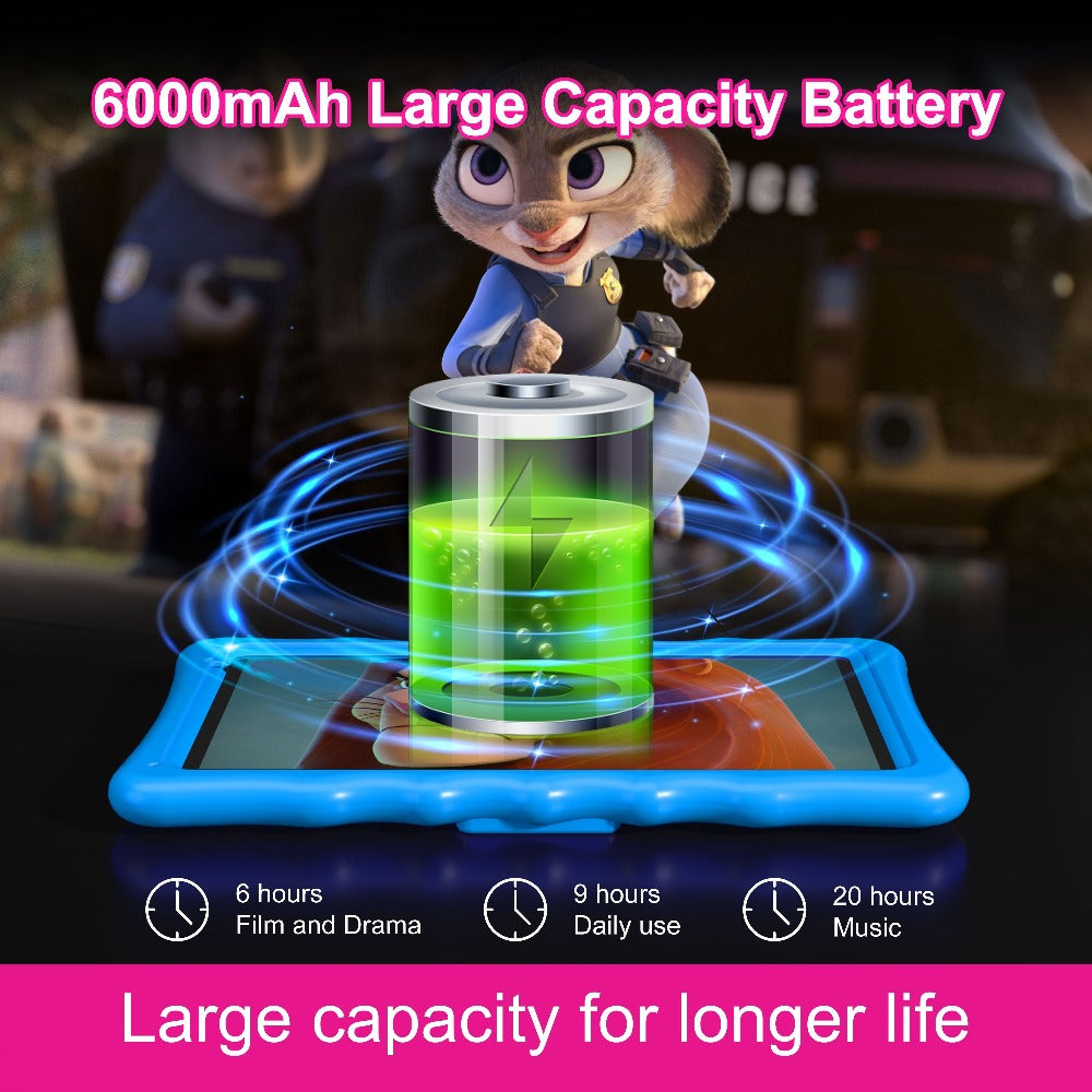 BYYBUO Kids Tablet, 10.1 Inch Android 13 Tablet for Kids, 4GB RAM 32GB ROM 6000Mah Battery, Tablets with BT, Wifi, Parental Control, Dual Camera, Shockproof Case