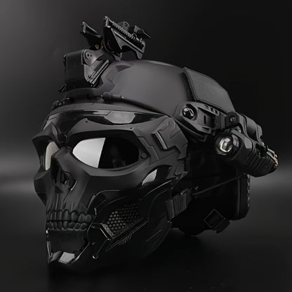 FAST Tactical Helmet & Skull Mask Set ABS Adjustable Knob for CS Paintball Airsoft – Cosplay Halloween Rave Party Photo Prop Bar Club Music Festival Gift, Black