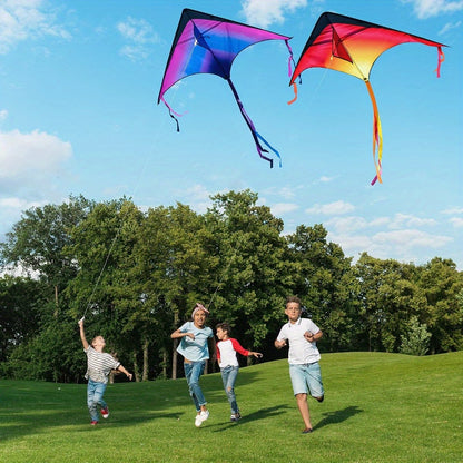 3 Packs Large Delta Kite Gradient Red, Green, Purple | Easy to Fly for Kids and Adults with 262.5ft String, SYNCFUN Beach Kite for Outdoor Games and Activities, Gifts for Boys and Girls