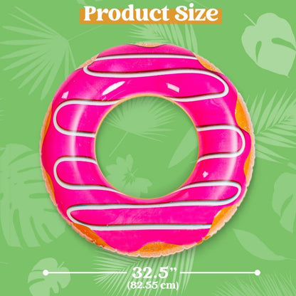 Inflatable Donut Pool Float 3-Pack 32.5 Inch Glitter Swim Ring Set – Strawberry Chocolate Mint Pool Tubes for Summer Pool Party Kids & Adults