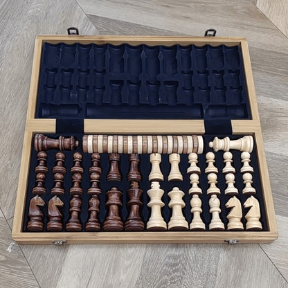 Folding Chess Set 33 Pieces with Board & Gift Box – Travel Portable Strategy Game for Kids Adults Beginners, Classic Tabletop Game for Family Game Night
