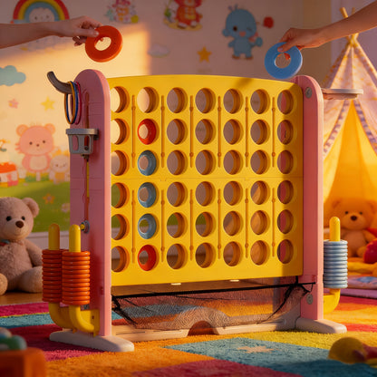 Enormous Connect Four Game, Adjustable Height (2.6Ft-3.2Ft), Extra-Large Game Board with Quick-Release Slider And Storage Bag, Suitable for Indoor/Outdoor Family Parties, Educational Intelligence Game for Adults And Children