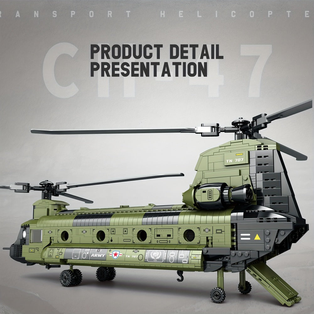 Chinook Helicopter Building Blocks Set 1622 Pcs – US Military CH-47 Transport Helicopter MOC Model Kit for Adults & Teens, Military Aircraft Display Build, Christmas Birthday Gift for Aviation Fans