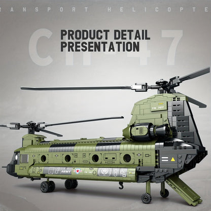 Chinook Helicopter Building Blocks Set 1622 Pcs – US Military CH-47 Transport Helicopter MOC Model Kit for Adults & Teens, Military Aircraft Display Build, Christmas Birthday Gift for Aviation Fans