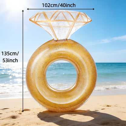 Giant Engagement Ring Pool Float 49×31 Inch Inflatable Diamond Ring Floatie for Bachelorette Party Bridal Shower Wedding Pool Decoration Adults Gold White Pink