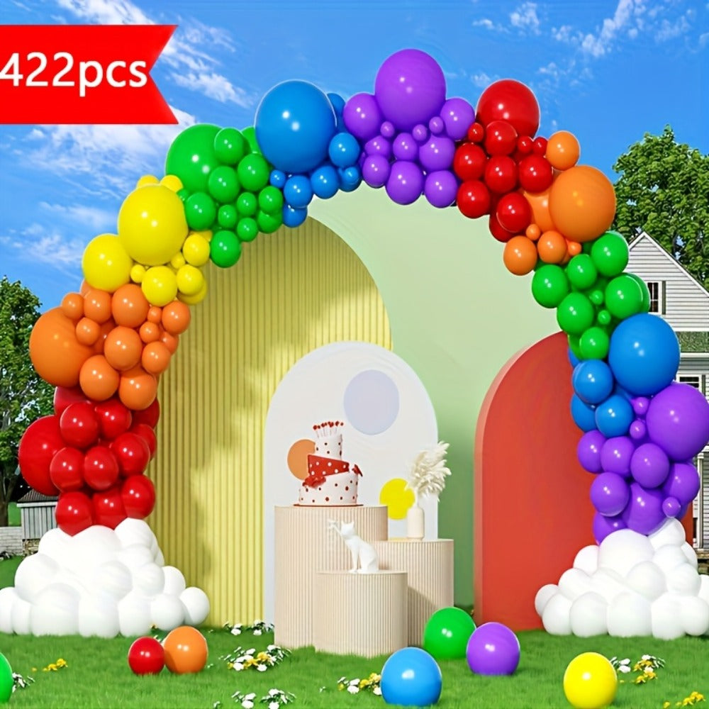 Balloon Arch Kit 422 Pcs Rainbow Matte Latex Balloons in Multiple Sizes 5", 10", 12" & 18" for Birthday, Baby Shower, Wedding & Party Decorations – DIY Balloon Garland Set