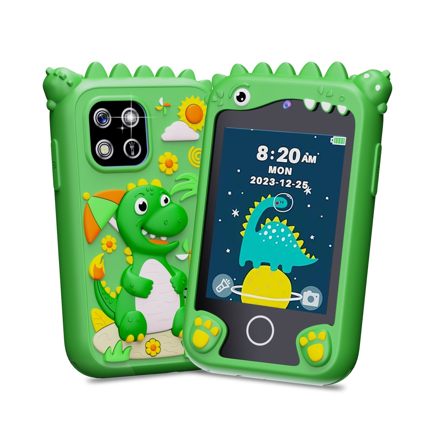 Kid's Fun Explorer Phone - 8GB HD Touchscreen Dual Camera Cell Phone with Dinosaur Design, Kids Smart Phone Toy, Dinosaur Kids Toy Phone, Educational Travel Toy, Perfect Birthday, Halloween, Christmas Gift