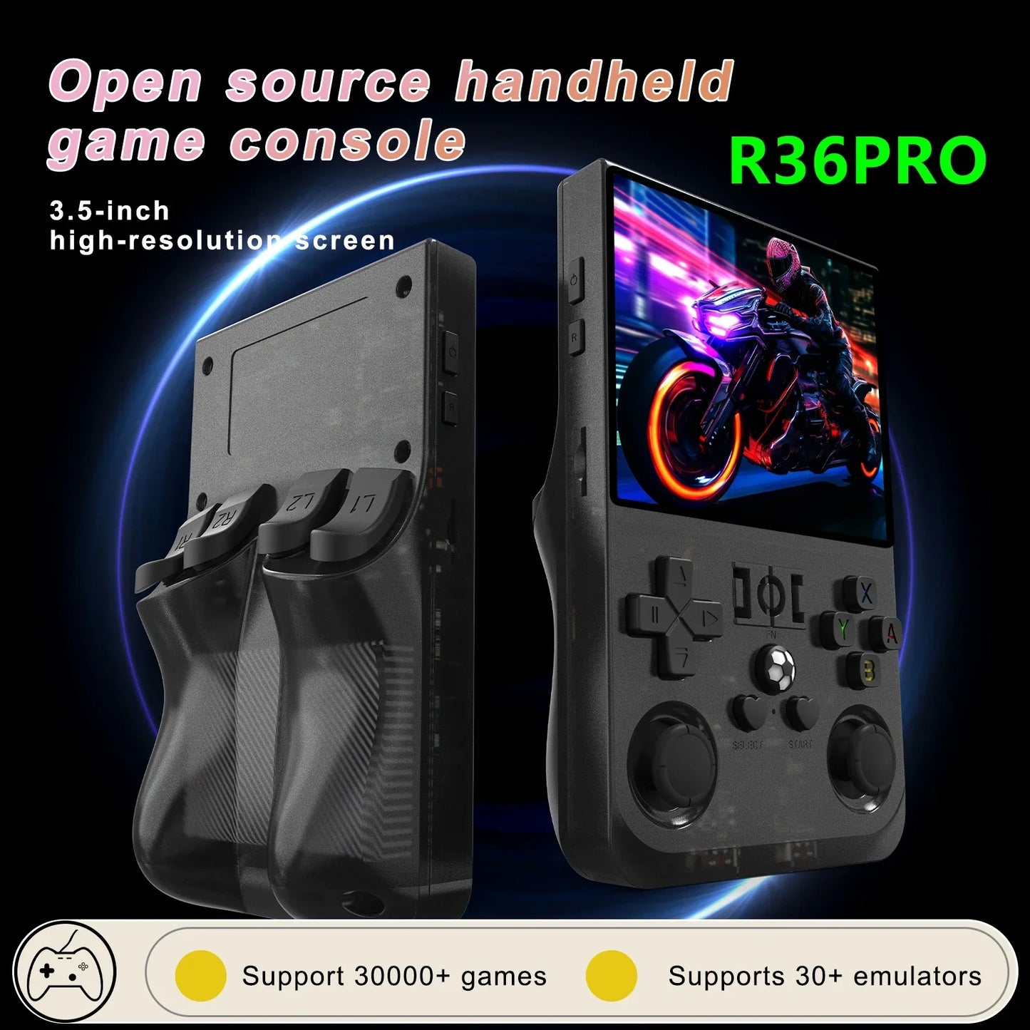 Handheld Game Console R36PRO – Hall Effect Joystick 30+ Emulators 4000mAh