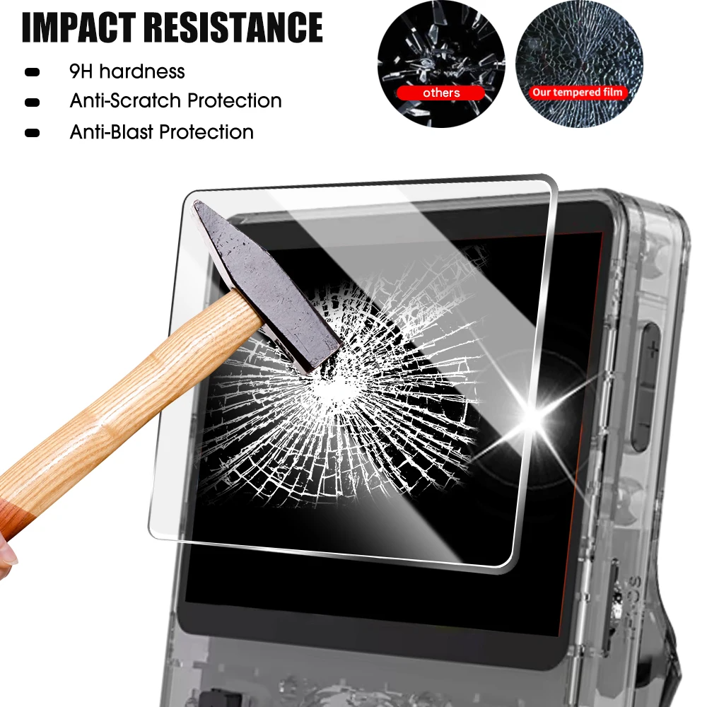 Game Console Screen Protector R36S R35S Tempered Glass 9H + EVA Storage Case Set