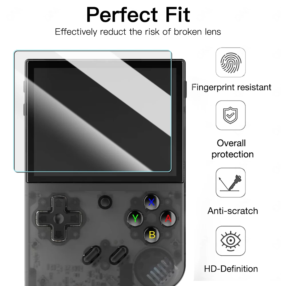 Game Console Screen Protector R36S R35S Tempered Glass 9H + EVA Storage Case Set