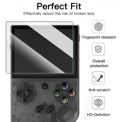 Game Console Screen Protector R36S R35S Tempered Glass 9H + EVA Storage Case Set