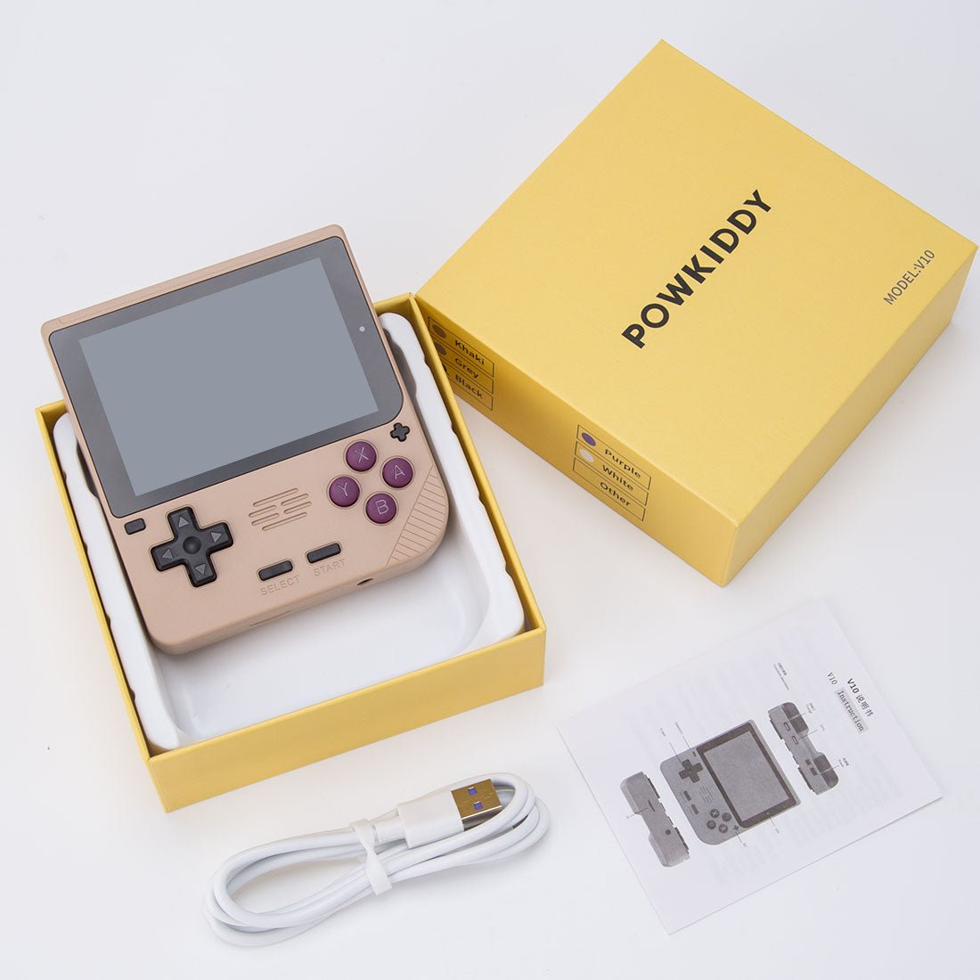 Handheld Game Console Powkiddy V10 – 3.5" IPS Compact Square 8hr Linux 150g