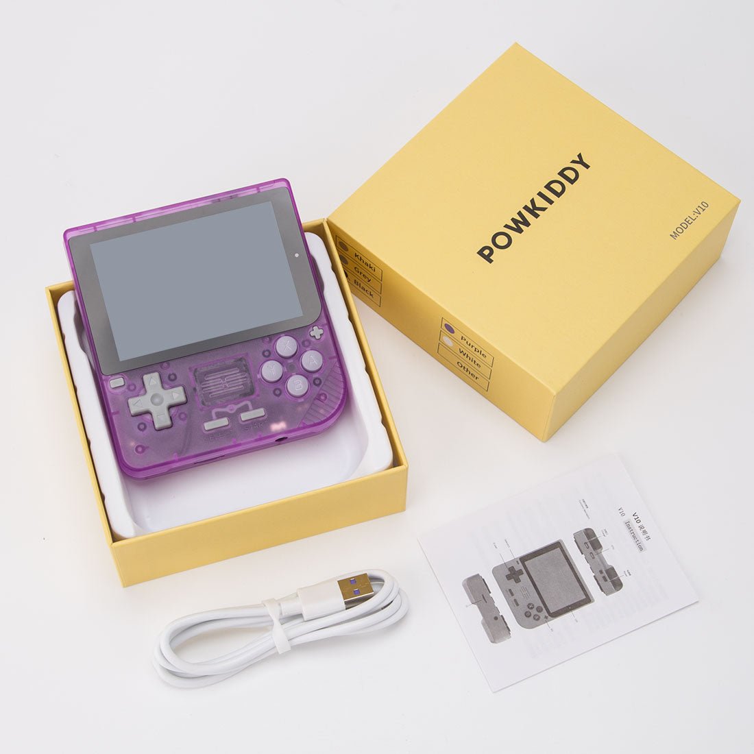 Handheld Game Console Powkiddy V10 – 3.5" IPS Compact Square 8hr Linux 150g