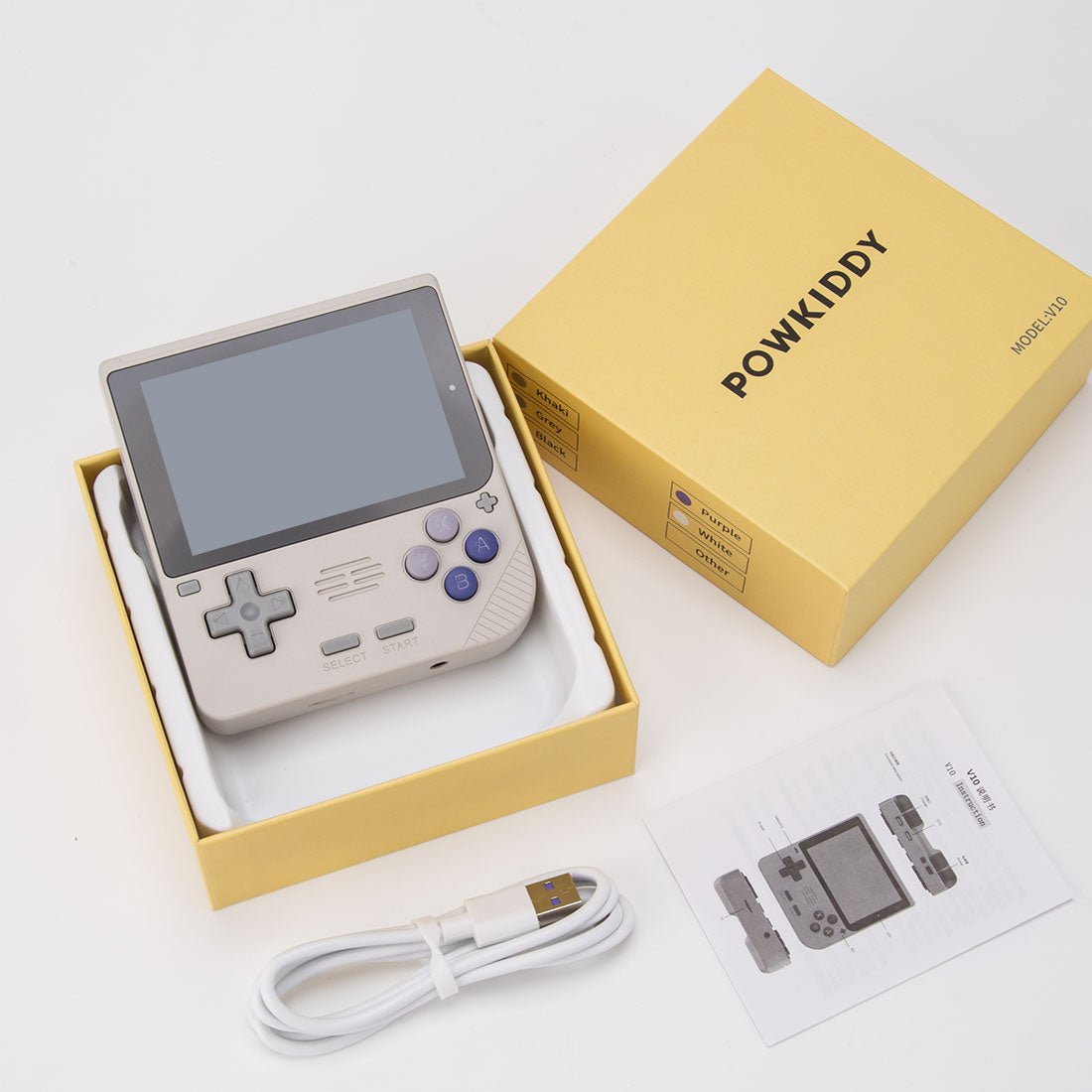 Handheld Game Console Powkiddy V10 – 3.5" IPS Compact Square 8hr Linux 150g