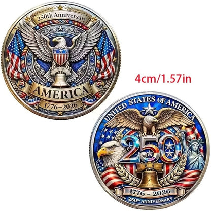 US 250th Anniversary Commemorative Coins 1776-2026 Set of 10 – America 250 Collectible Coins with Dual Historical Patterns, Patriotic Gift for History Fans & Collectors