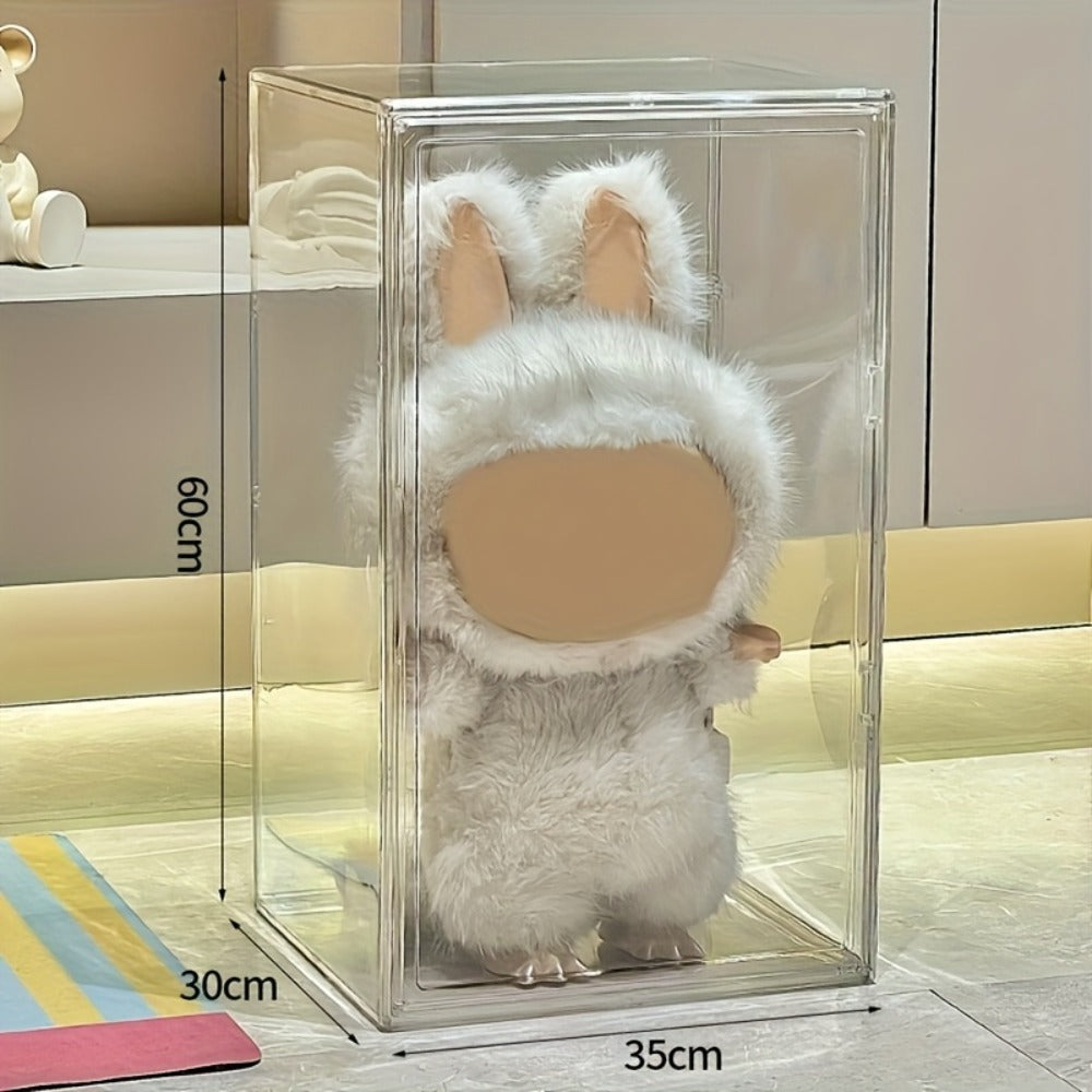 Labubu Display Case XXL Acrylic with Magnetic Door – Clear Dust-Free Showcase Box for Labubu Figures Plushies Action Figures Collectibles, Extra Large 1pc or 2pcs