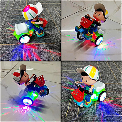 Toddler Electric Tricycle Toy Motorcycle with 360° Rotation, Luminous Lights & Push-Power/ Operation - Green/Red/Pink/Purple Kids Ride-On Car, Stunt Vehicle for Olds (, Low Voltage) - Birthday/Christmas