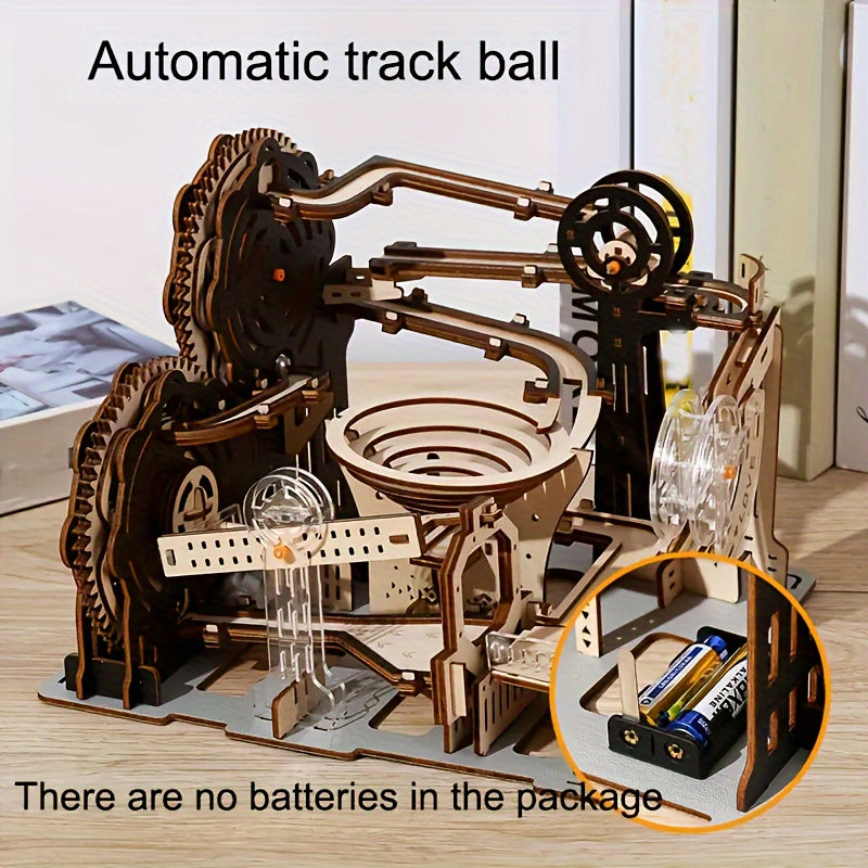 Electric 3D Wooden Puzzles Marble Run Model Kits Brain Teaser Puzzle DIY Handmade Christmas Gift(Without Battery) Halloween Party Favors