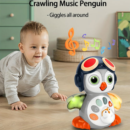 Crawling Penguin Baby Musical Toys, Tummy Time Toys with Music & Lights, Light Up Learning Toys, Dancing Crawling Baby Toy, Baby Easter Basket Stuffers