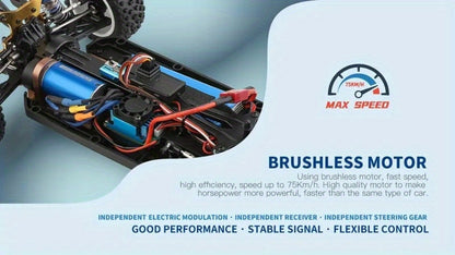 [Remote Control Toys] Wltoys 124017 75KM/H 4WD RC Car Professional Racing Car Brushless Electric High Speed Off-Road Drift Remote Control Toys for Boys With 2 Batteries