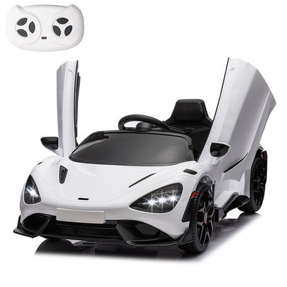 12V Kids Ride On Car Electric Vehicle with Hydraulic Doors Remote Control LED Lights MP3 Player 3 Speeds Smooth Start Birthday Christmas Gift Boys Girls