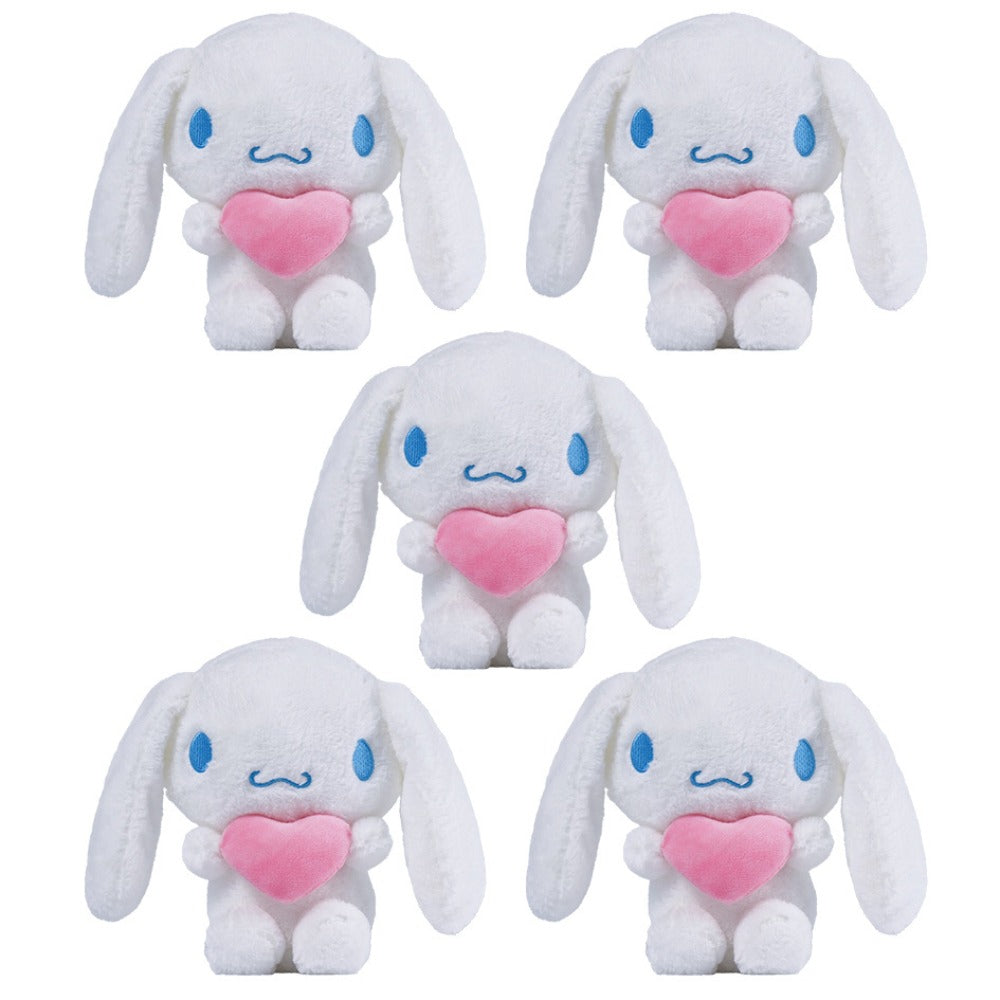 Sanrio Plush Toy 5pcs Set — Licensed Hello Kitty, Kuromi, My Melody & Gudetama Stuffed Animals Holding Hearts, Kawaii Gift for Girls, Birthday Christmas Holiday Surprise Decor