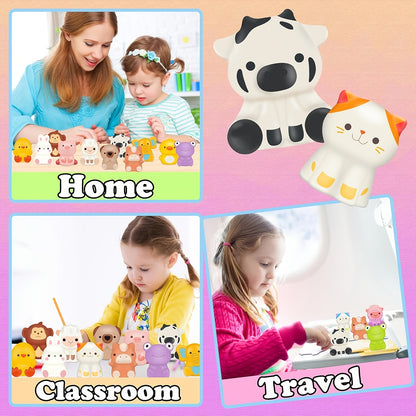 24pcs Animal Soft Toys - Cute Animal Relaxation Toys That Can Be Used As Classroom Prizes, Birthday Gifts for Boys And Girls, Valentine's Day Gifts for Each Other, Kids Party Favors And Love Letters, Classroom Party Favors | 24pcs In Fun Shapes