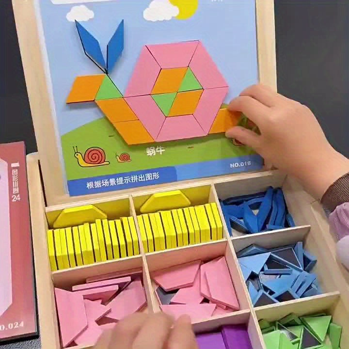 280/220/180/128pcs Creative Magnetic Wooden Puzzle, Jigsaw Puzzle Board Toy, Develops Logical Thinking, Magnetic Building Blocks, Children's Toy, Educational Toy, Geometric Shape Recognition Learning, Toy for Kids Ages 3, 4, 5, 6, 7, 8, Easter Gift