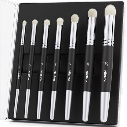 Dry Brush Set for Miniature Painting 7 Sizes – Professional Drybrush Kit with Storage Case | Hobby Detail Paint Brushes for Models Warhammer DnD Figures | Black & Gray | Gift for Hobbyists