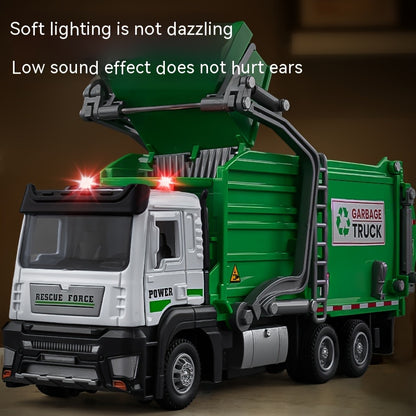 [4 Trash Bins Garbage Truck Model] Toy Garbage Truck with Sound&Light, Cleaning, Garbage Sorting Bin, Sanitation And Cleaning Engineering Car Model Toys Gifs for Boys&Girls