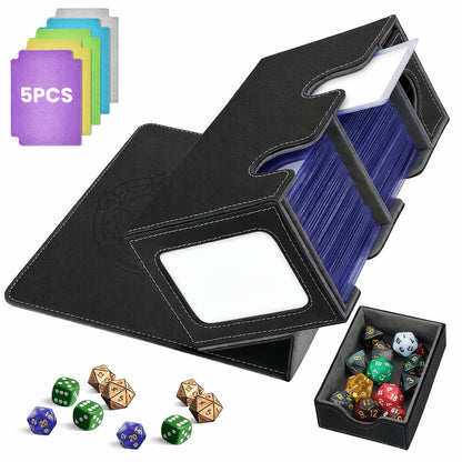 Trading Card Storage Box With Commander Display, Holds 300+ Single-Sleeved Cards, Double Deck Case For TCG, CCG Includes Dice Tray, 5 Dividers & 1 Hard Sleeve