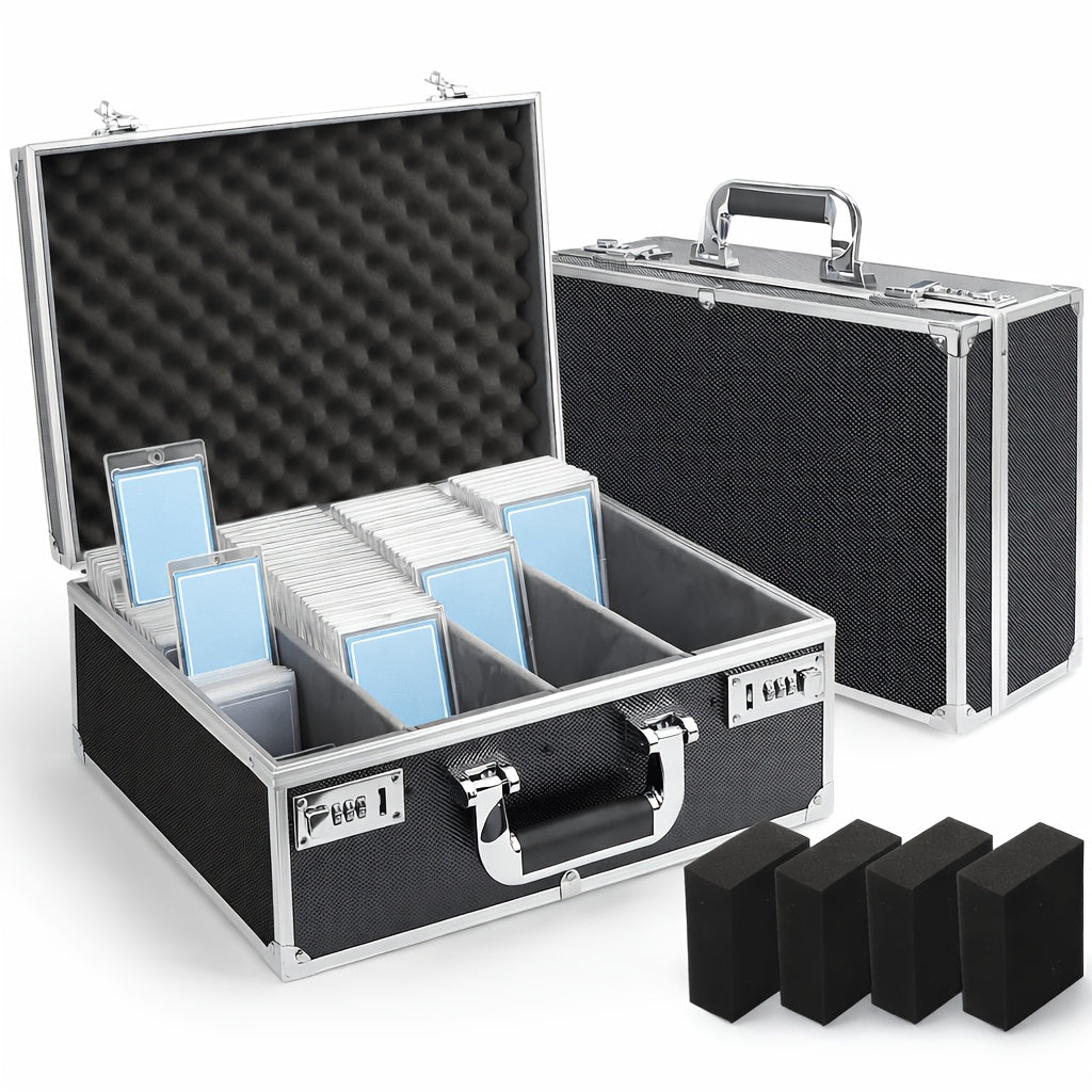 Card Brick Loading Aluminum Alloy Card Case with Key Lock - Vertical Four Rows, Black