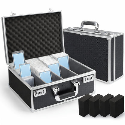 Card Brick Loading Aluminum Alloy Card Case with Key Lock - Vertical Four Rows, Black