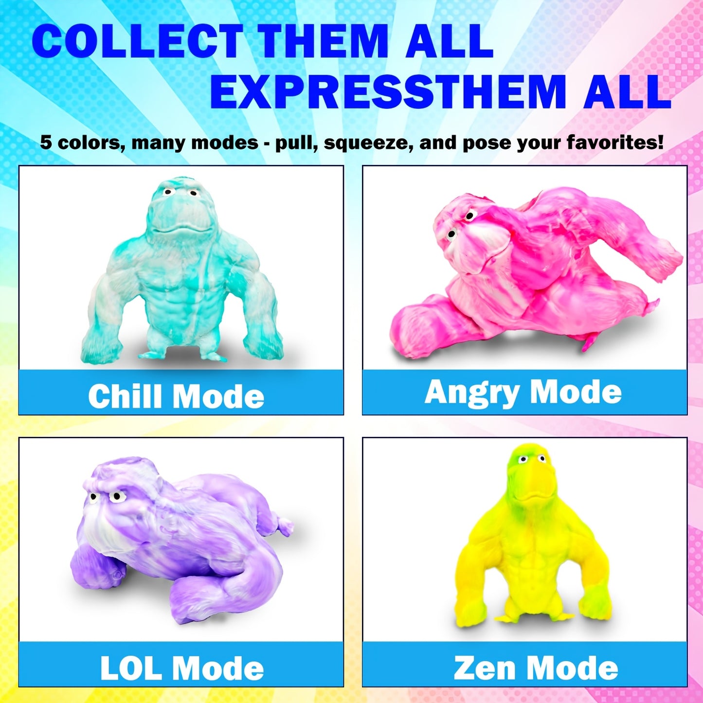 [Christmas, Halloween, Easter] Super Stretchy Gorilla Fidget Toy, Squeeze Monkeys Stretchy Monkey- Original Sensory/Fidget Collectible Toys Holiday Party Gifts, Christmas, Halloween, Easter Basket Stuffing.The Filling Material Is PVA Sponge, Not Sand